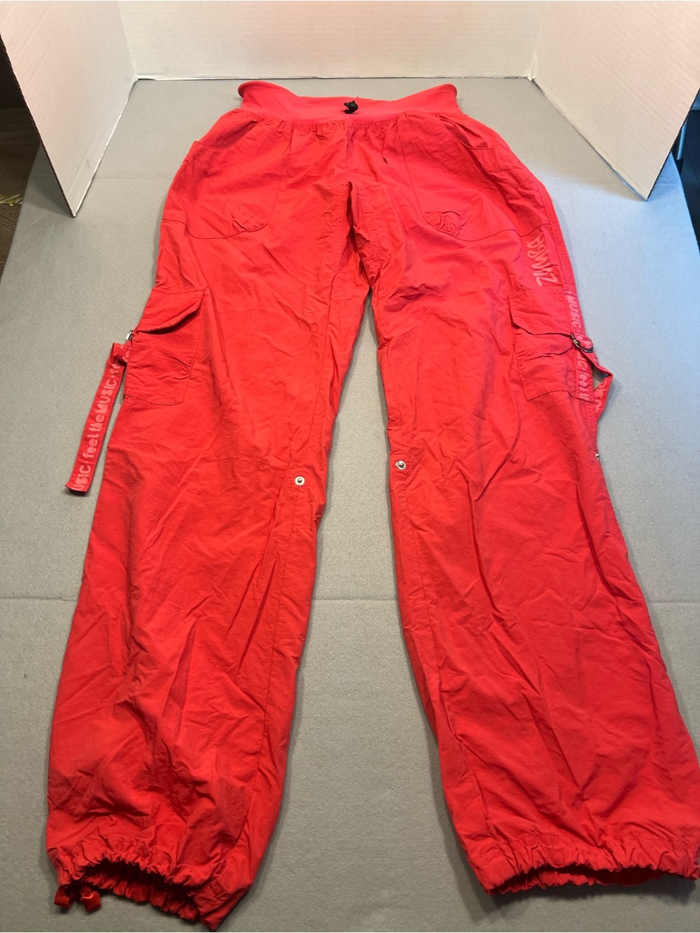 Vintage Y2K ZUMBA  Cargo Pants Dance Workout Capri Red Pink Large Grunge Skater